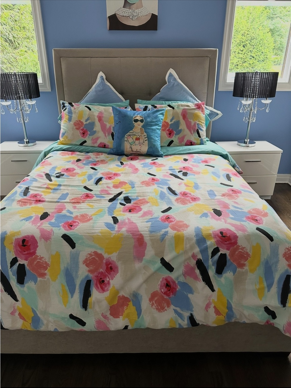 kate spade Queen  Multi-Color Floral Brushstroke Comforter Set